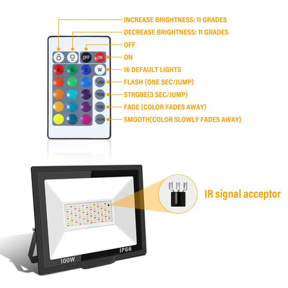 4x RIGIDON RGB LED Reflektor 100W, 10.000lm z daljincem - naklikaj.si