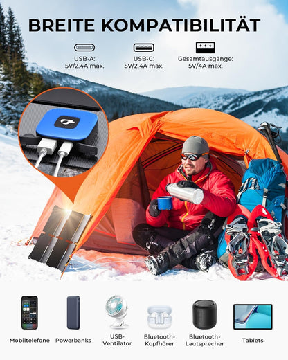 🌞Portable foldable solar charger 25W – highly efficient BC cells (25.4%)