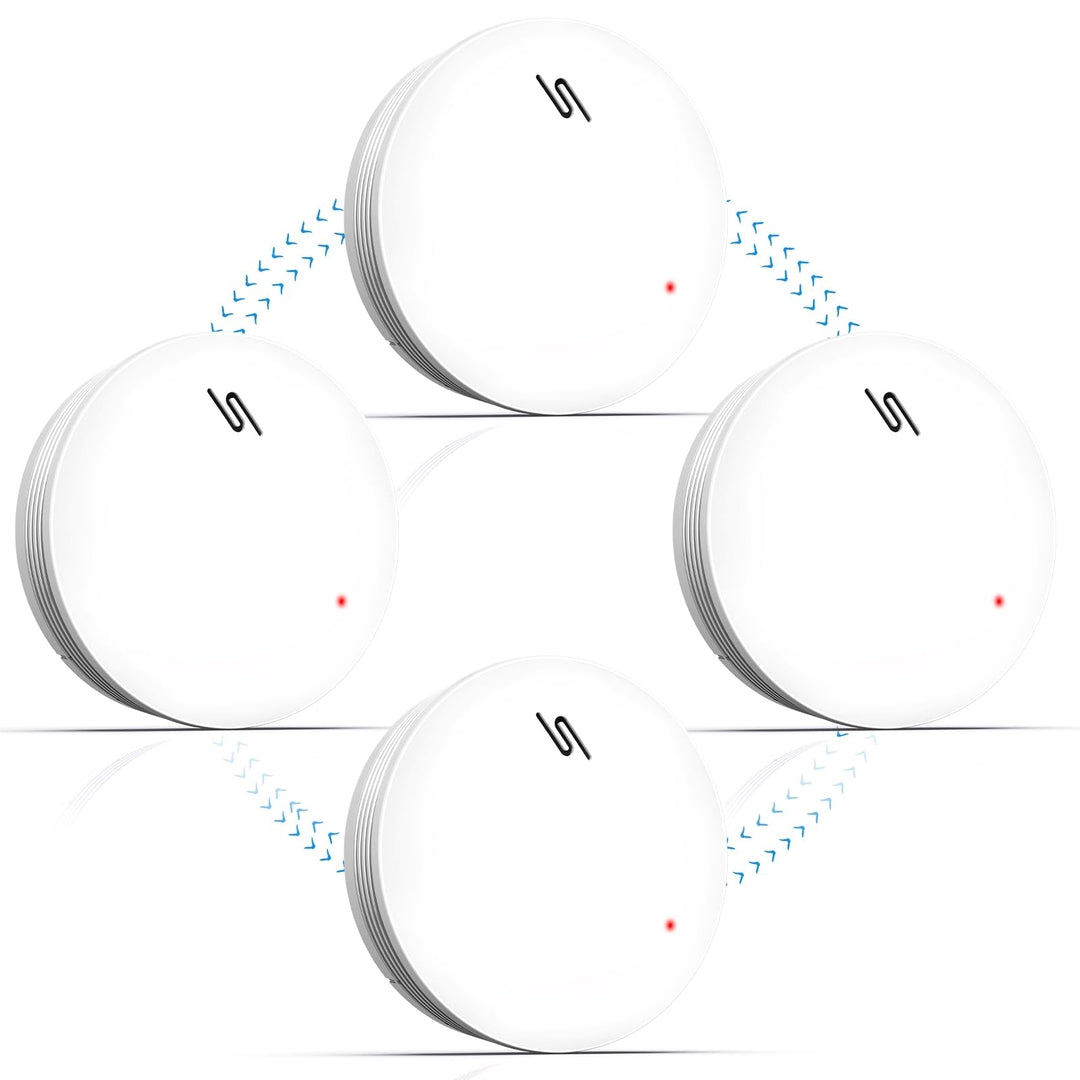 PUTOGESAFE set 4 brezžičnih povezanih javljalnikov dima – 868 MHz, 10-letna življenjska doba