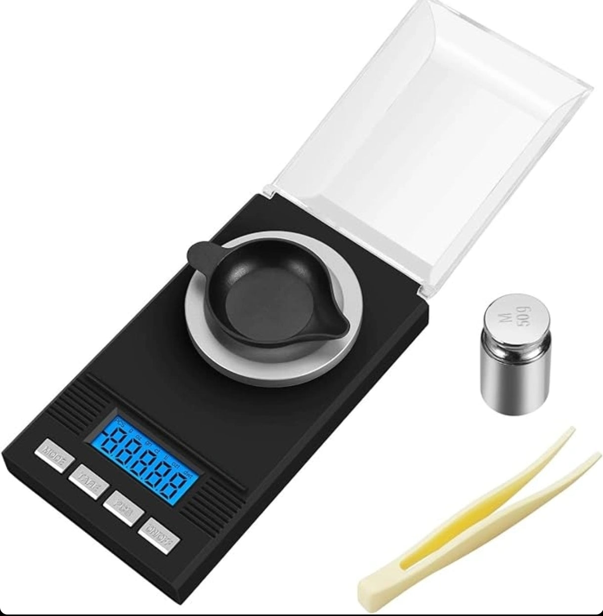 Digitalna precizna tehtnica 0.001 g / 50 g – z LCD zaslonom in dodatki