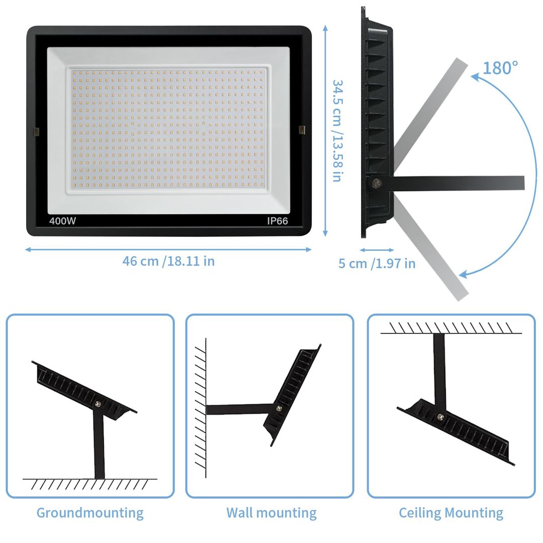 Zunanji LED reflektor Jefedana 400 W, 3000K, IP66 - naklikaj.si