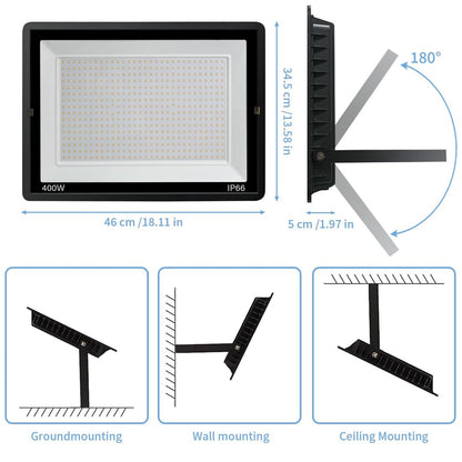 Zunanji LED reflektor Jefedana 400 W, 3000K, IP66 - naklikaj.si