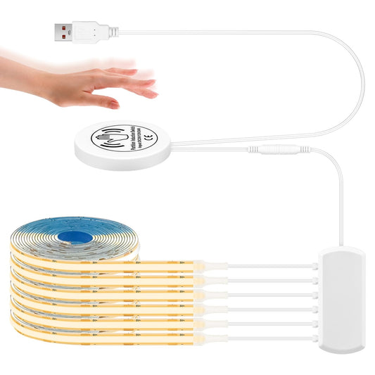COB LED trak komplet z indukcijskim senzorjem – 6×1 m, topla bela (USB 5 V)