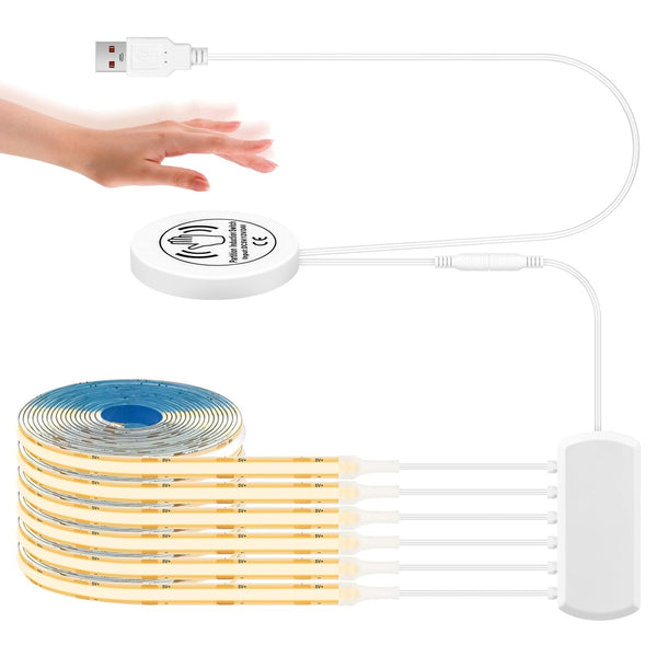 COB LED trak komplet z indukcijskim senzorjem – 6×1 m, topla bela (USB 5 V)