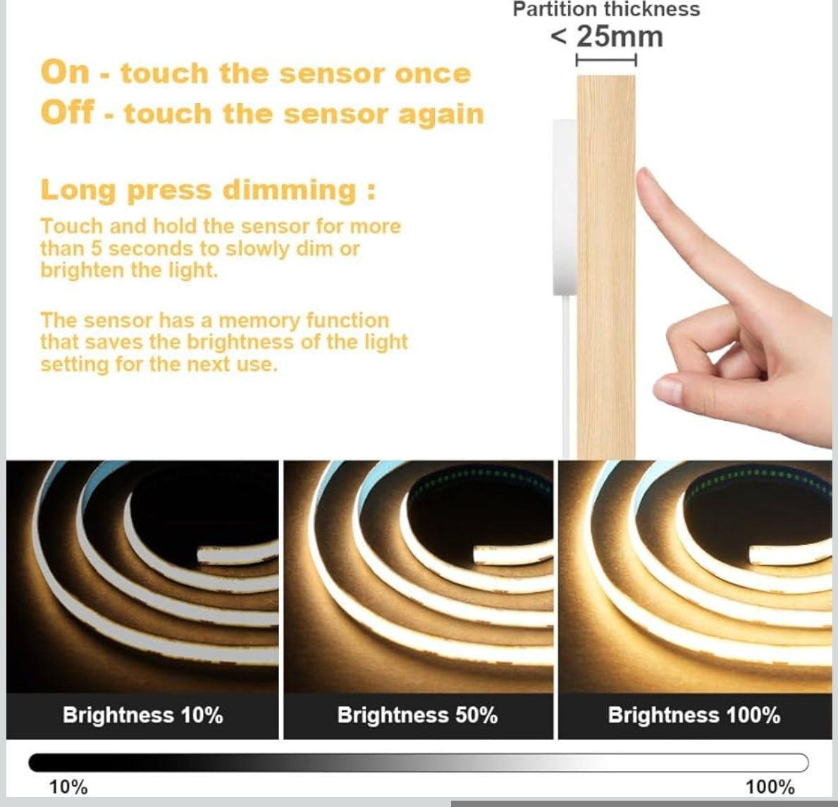 COB LED trak komplet z indukcijskim senzorjem – 6×1 m, topla bela