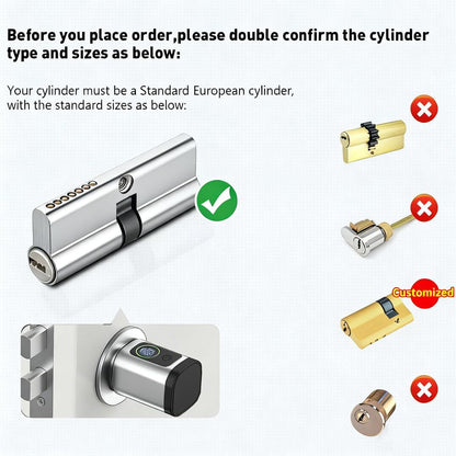 AceMining Smart Cylinder pametna ključavnica – prstni odtis / PIN / kartica / aplikacija - srebrna