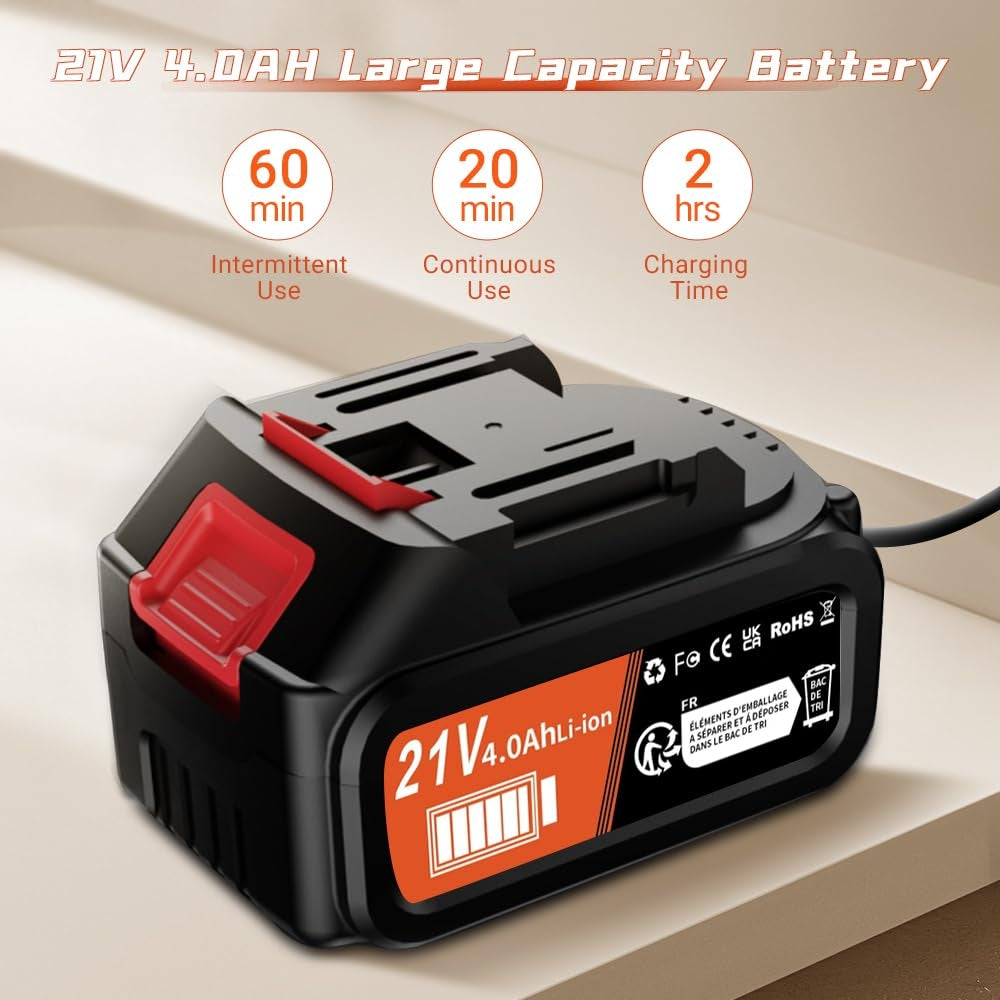 Baterijski visokotlačni čistilnik 21V z 2x 4000mAh baterijo ter 6v1 dodatki