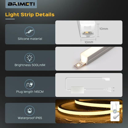 10m BRIMETI CCT LED neon trak, 120LED/m, daljinec, IP65 – 3000-6500K