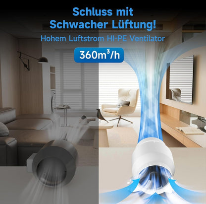 Hon&Guan HI-100PE EC cevni ventilator z inteligentnim krmilnikom (360 m³/h, 100 mm, 28 dB)
