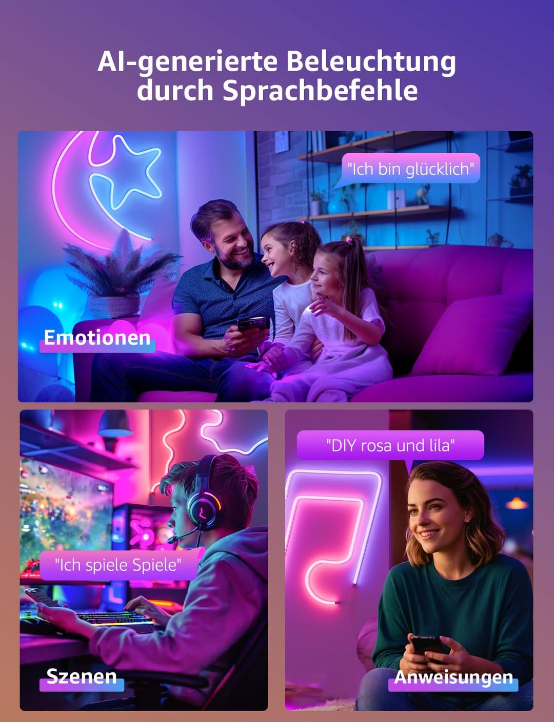 LEPRO N1 neon LED trak, WiFi, Alexa, Google Assistant -3m - naklikaj.si