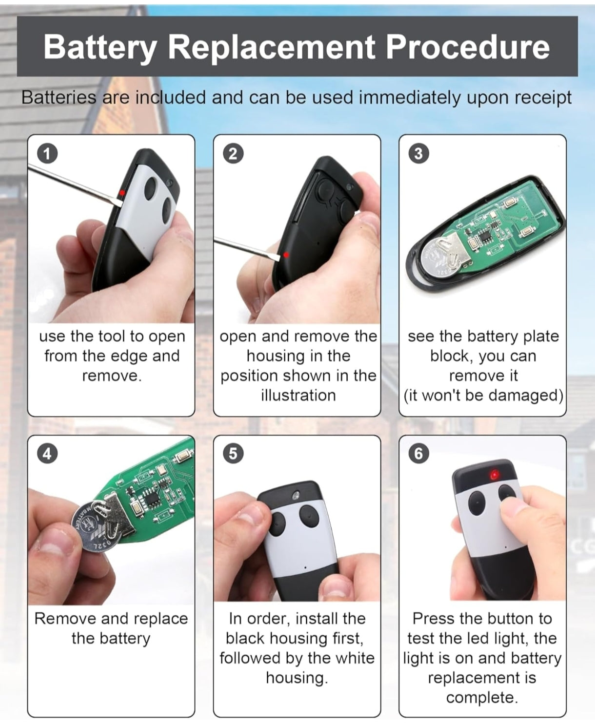 2x RUIZHI daljinec za garažna vrata CARDIN 433,92 MHz
