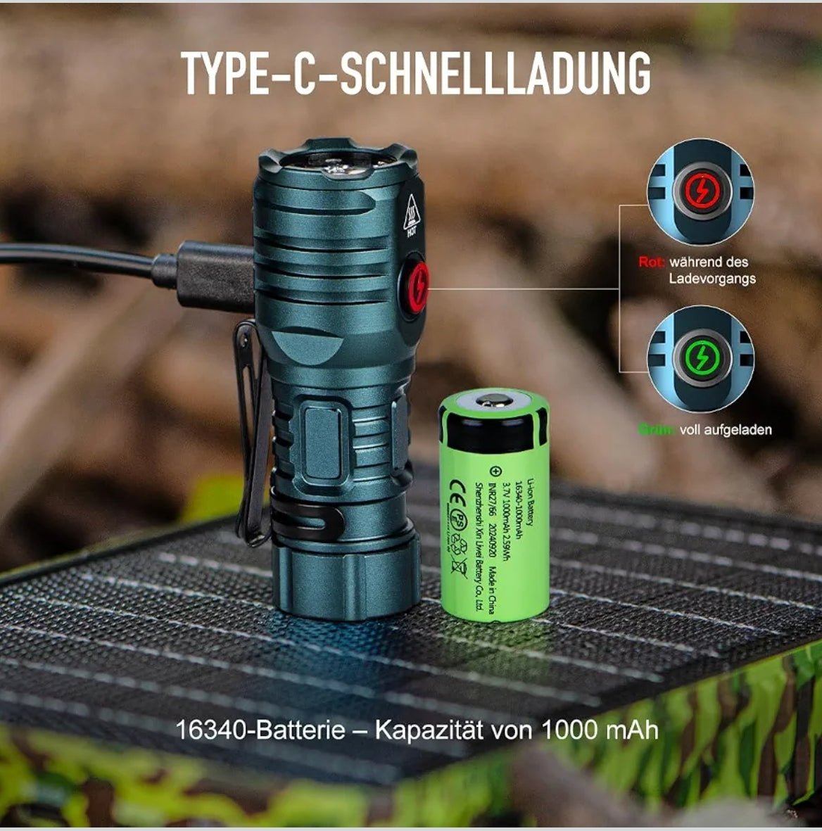Mini polnilna LED svetilka Skylla z svetilnostjo 6000 lumnov, 1000mah, magnetna, USB-C