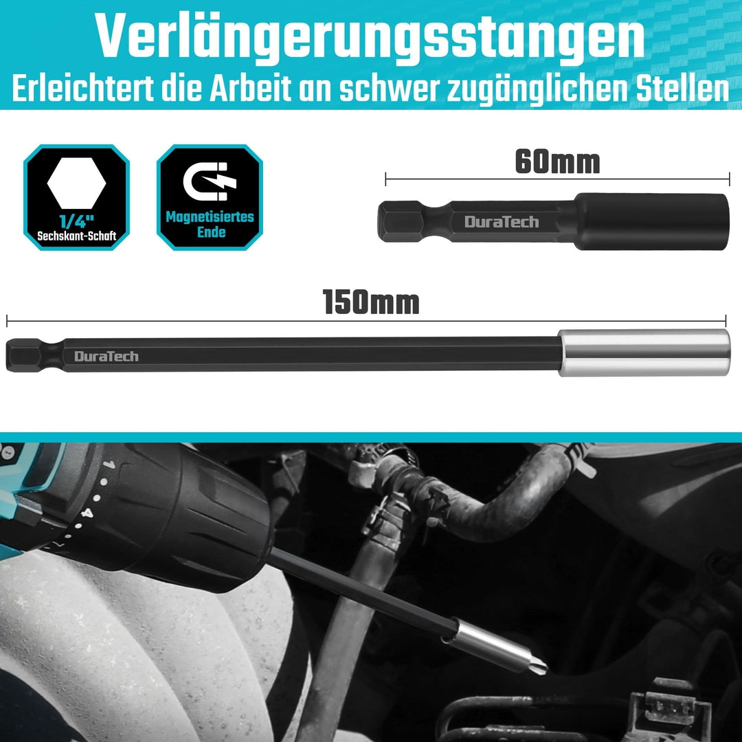 DuraTech 5-delni komplet nastavkov in podaljškov za nasadne ključe (1/4”, 3/8”, 1/2”)