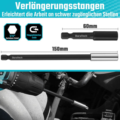 DuraTech 5-delni komplet nastavkov in podaljškov za nasadne ključe (1/4”, 3/8”, 1/2”)