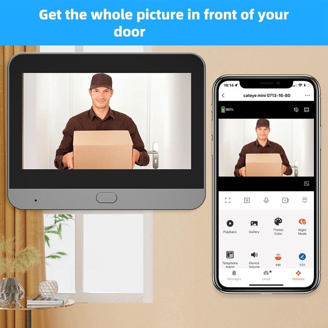 Brezžično pametno kukalo za vrata s PIR senzorjem, WiFi, 1080p - naklikaj.si