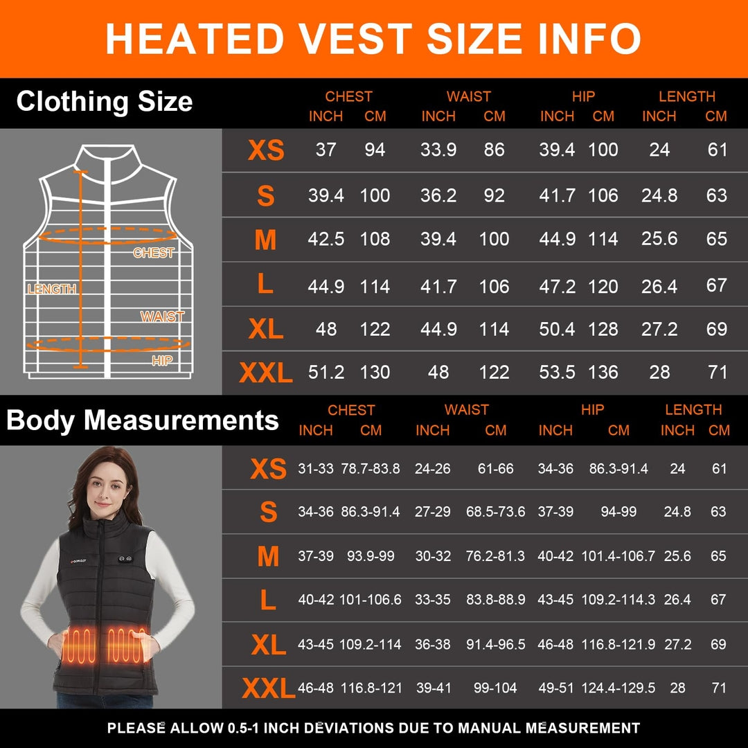 GOKOZY kvaliteten ženski ogrevani telovnik z baterijo 10000 mAh – velikost M