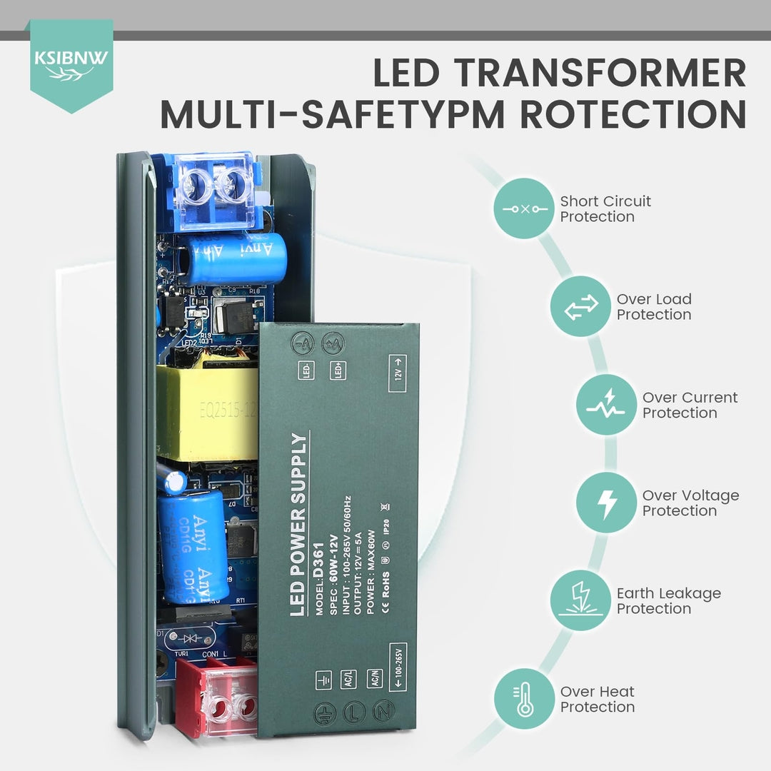 KSIBNW LED napajalnik / transformator 12V 5A 60W