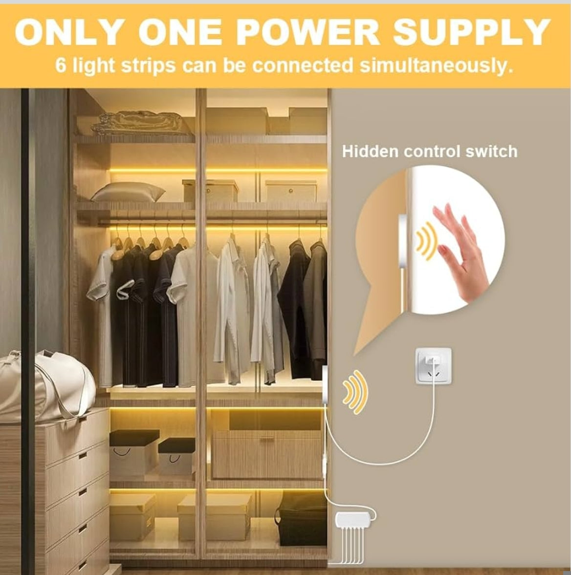 COB LED trak komplet z indukcijskim senzorjem – 6×1 m, topla bela (USB 5 V)