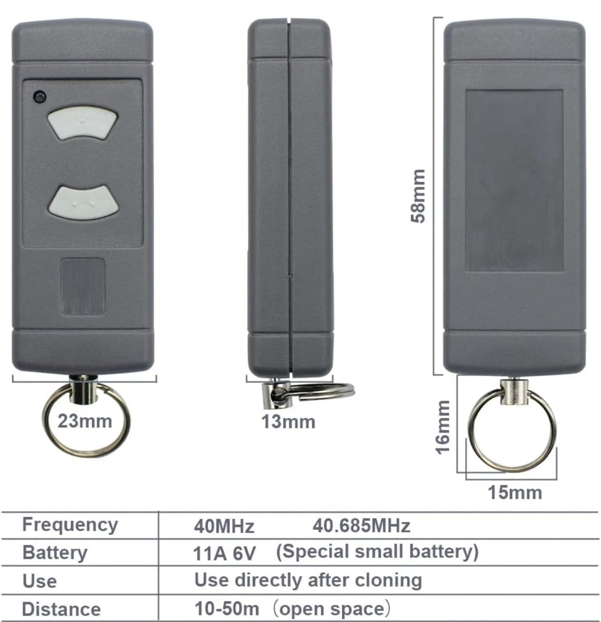 2x daljinec za garažna vrata HÖRMANN 40.685 MHz (sivi gumbi)