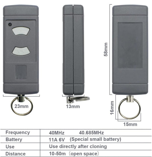 2x daljinec za garažna vrata HÖRMANN 40.685 MHz (sivi gumbi)