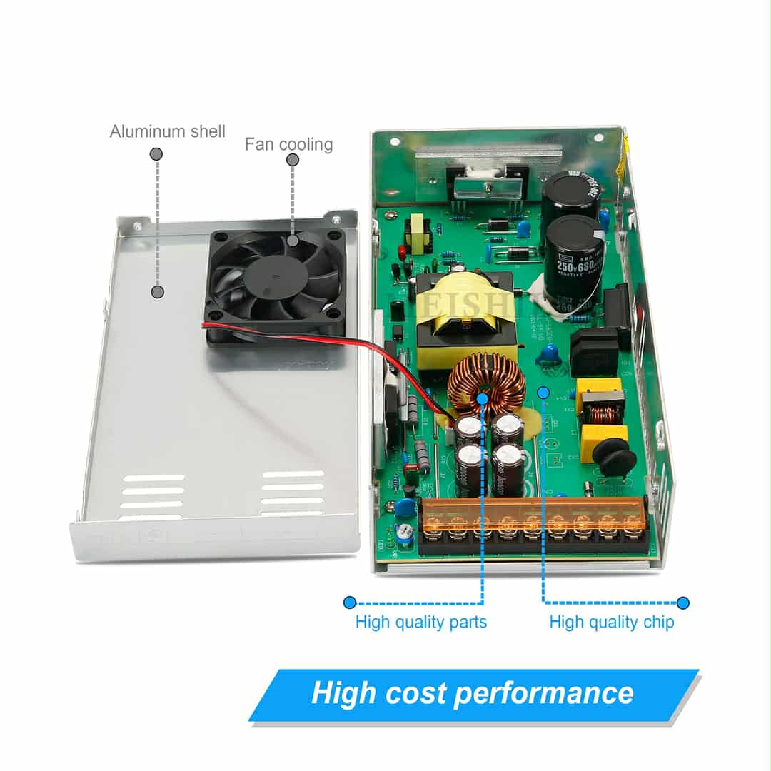 🔌 MEISHILE napajalnik, 12V, 480W, 40A, ventilatorsko hlajenje