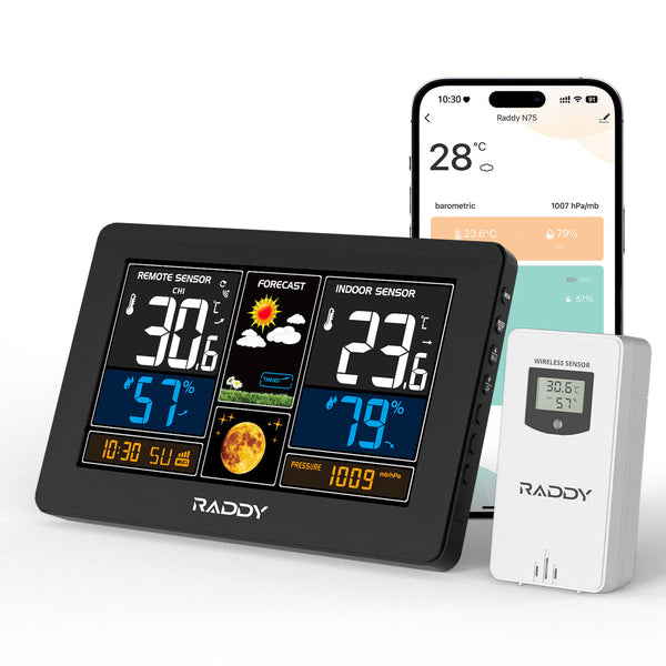 🌦️ Raddy WiFi-Wetterstation mit Außensensor