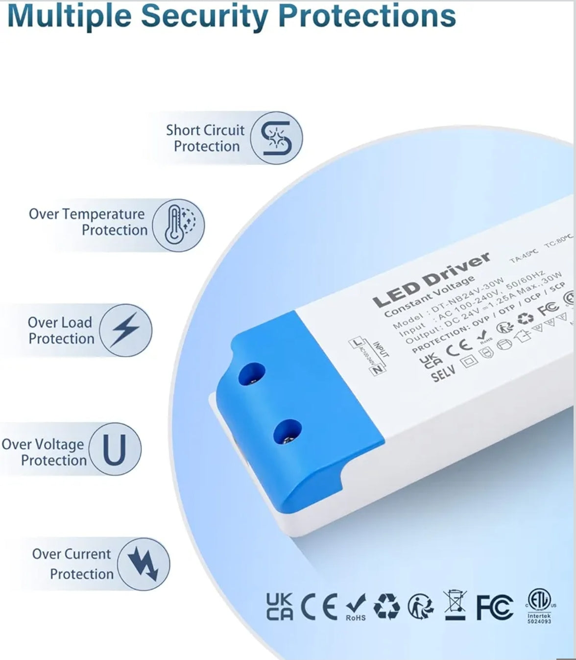 LED napajalnik 24V – 30W, Slim (ultra tanek), konstantna napetost
