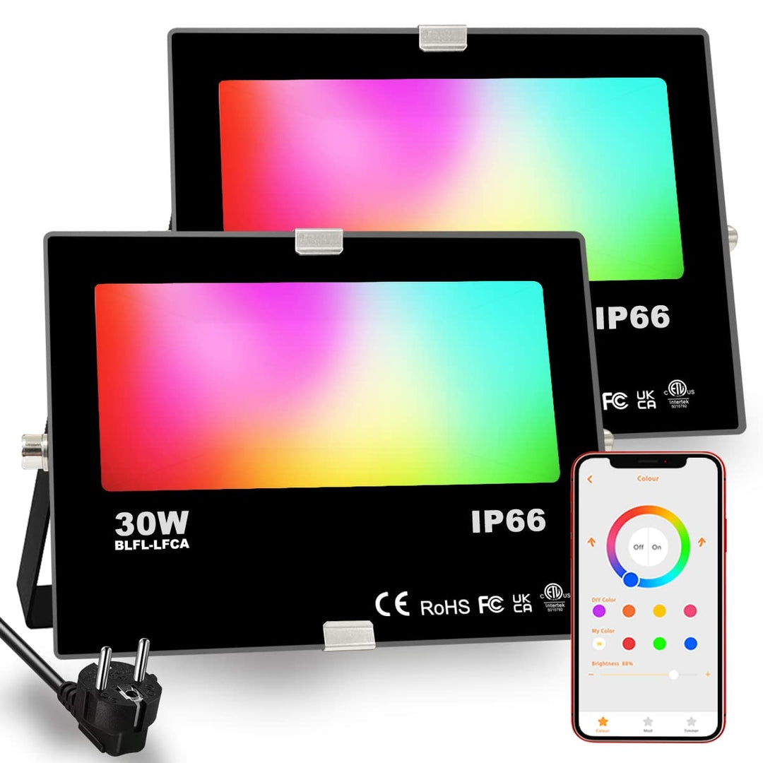 2x iLC RGB LED reflektor 30W – IP66, 16 milijonov barv, MESH povezava, Bluetooth (2kom)