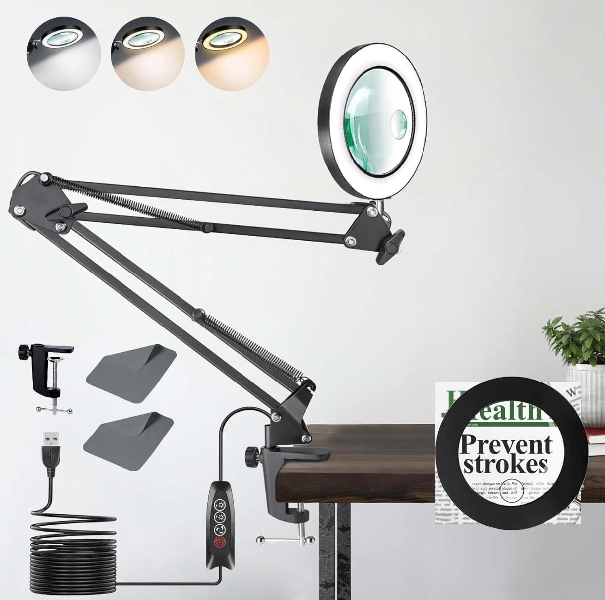 🔎 Namizna lupa z LED osvetlitvijo – 10×/15× povečava
