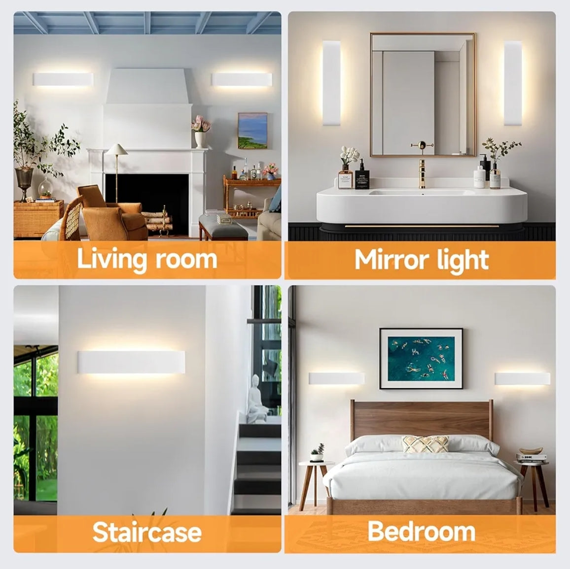 Komplet 4x Mille Lucciole 18W LED notranja stenska svetilka - 3000K, 4000K, 6500K - bela 28cm - naklikaj.si