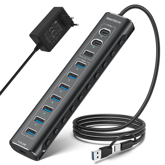 🚀 USB razdelilec 11-v-1 USB-C 3.2 Hub z napajalnikom 60W
