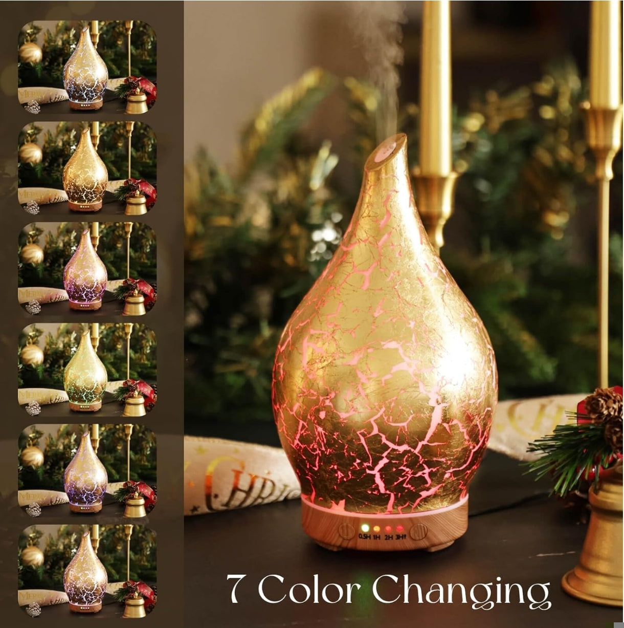 PORSEME 3D Aroma Difuzor 150 ml – stekleni ultrazvočni difuzor z LED osvetlitvijo