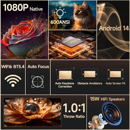 LED projektor Magcubic HY350MAX, 4K/8K, 600ANSI, Android 14, Wifi 6, AutoFocus