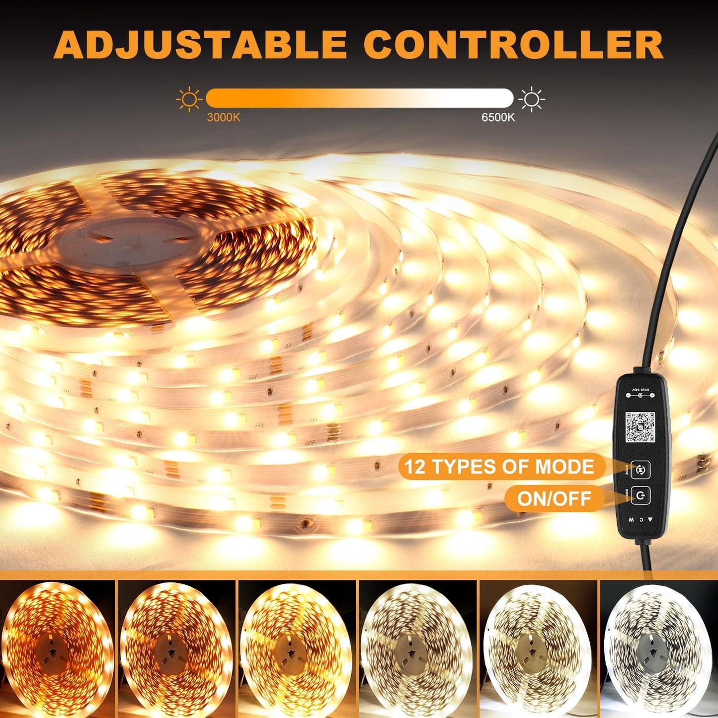 Pametni LED trak TENDIST 20m, z daljincem, aplikacija, (3000K-6500K) - naklikaj.si