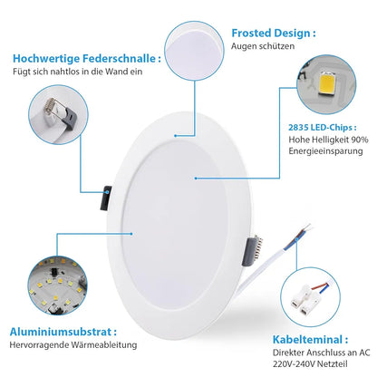 💡 12x Grebeam LED recessed light 12W (143mm) – white, IP65