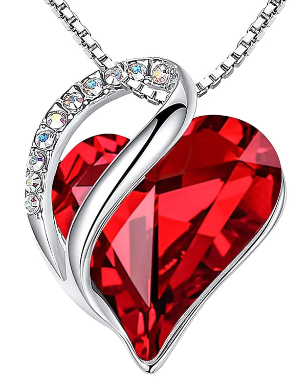 LEAFAEL 18K White Gold ogrlica – Ruby Heart kristal - naklikaj.si