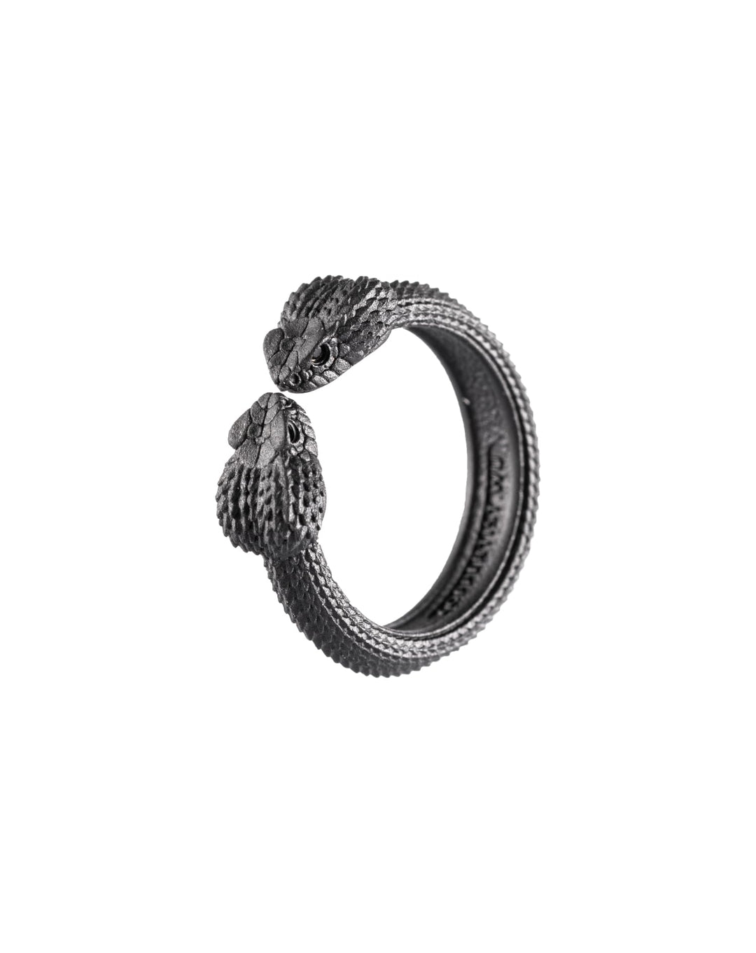 COPPERTIST.WU dvojni prstan “Snake Head” – mat črna (velikost 60)