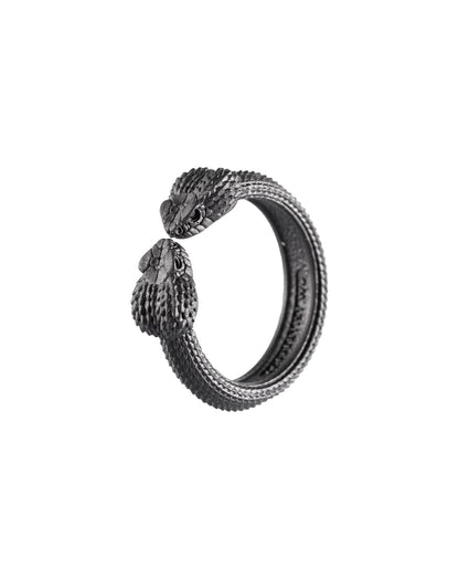 COPPERTIST.WU dvojni prstan “Snake Head” – mat črna (velikost 60)