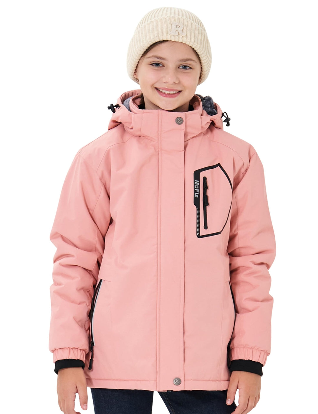 MoFiz otroška zimska smučarska jakna z notranjo flis podlogo (roza, M)