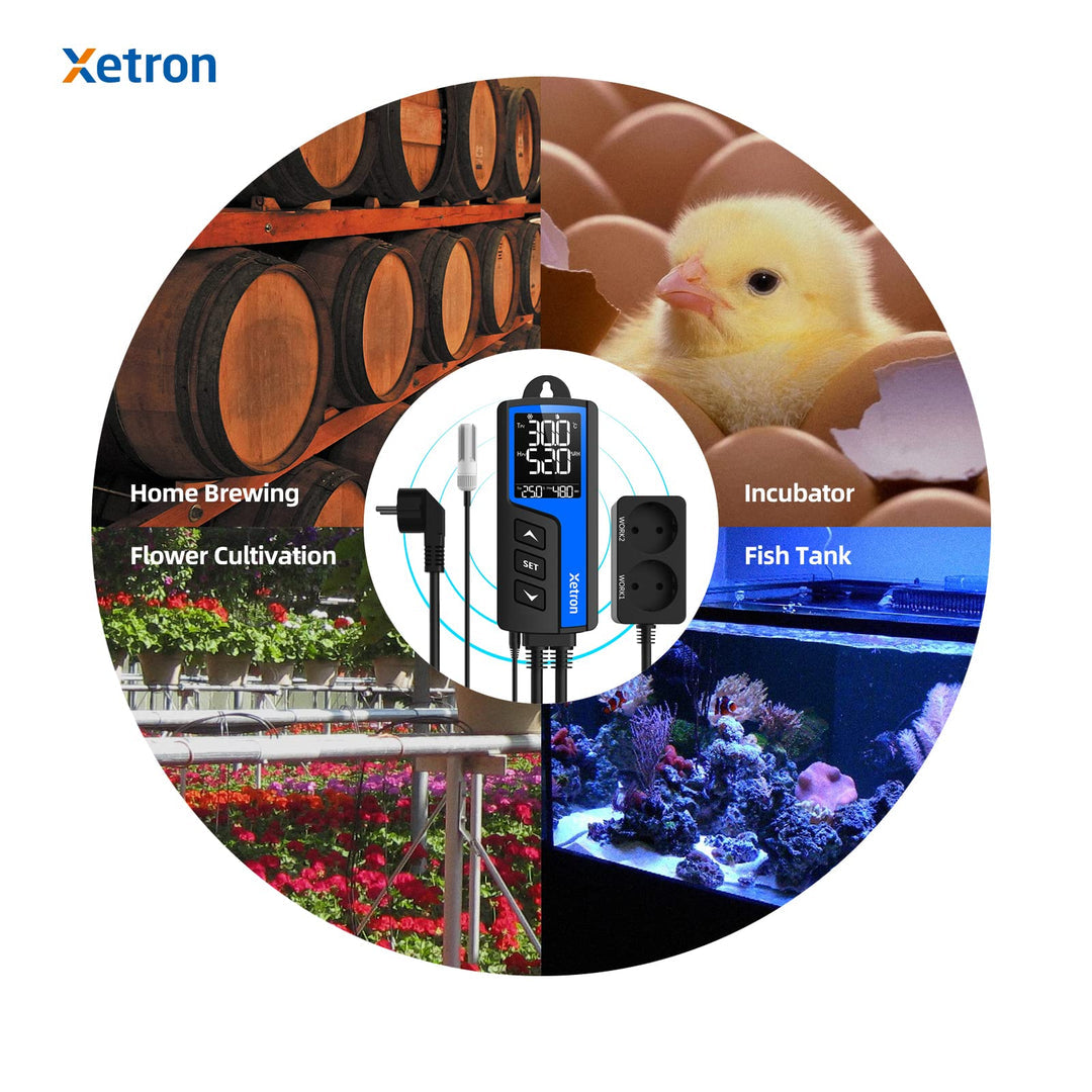 🌡️ Xetron STC-1000ProTH digitalni regulator temperature in vlage, 220V – 2 v 1