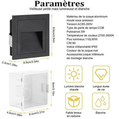 💡 4x vgradne LED stopniščne luči 3W – IP65, aluminij, antracit