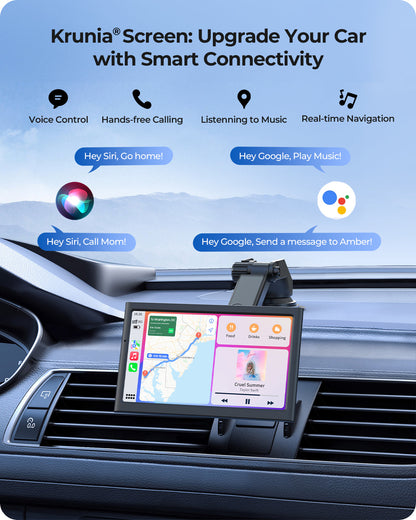 Krunia 7" prenosni pametni avtomobilski zaslon za Apple CarPlay in Android Auto