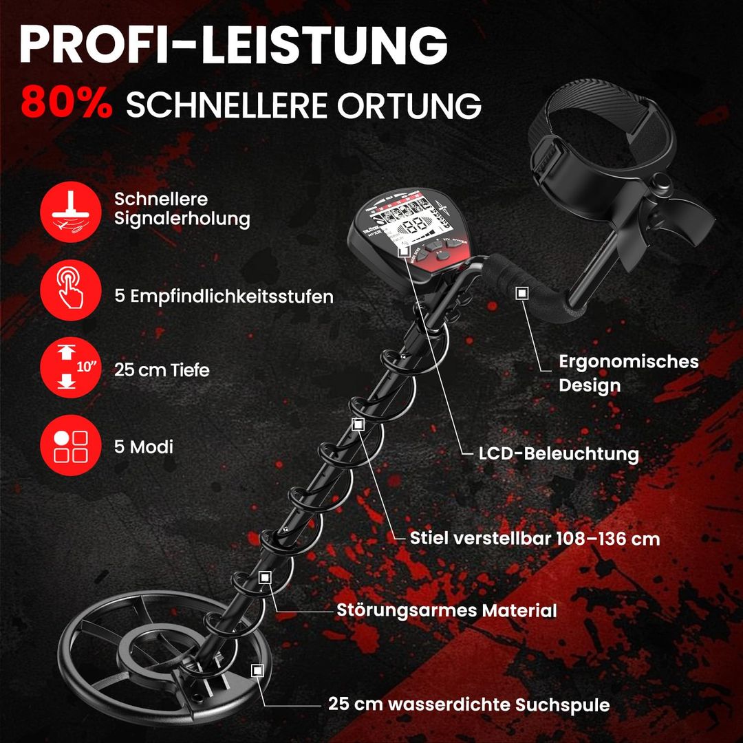 Detektor kovin DR.ÖTEK MT-XR, IP68, slušalke, lopata, torba