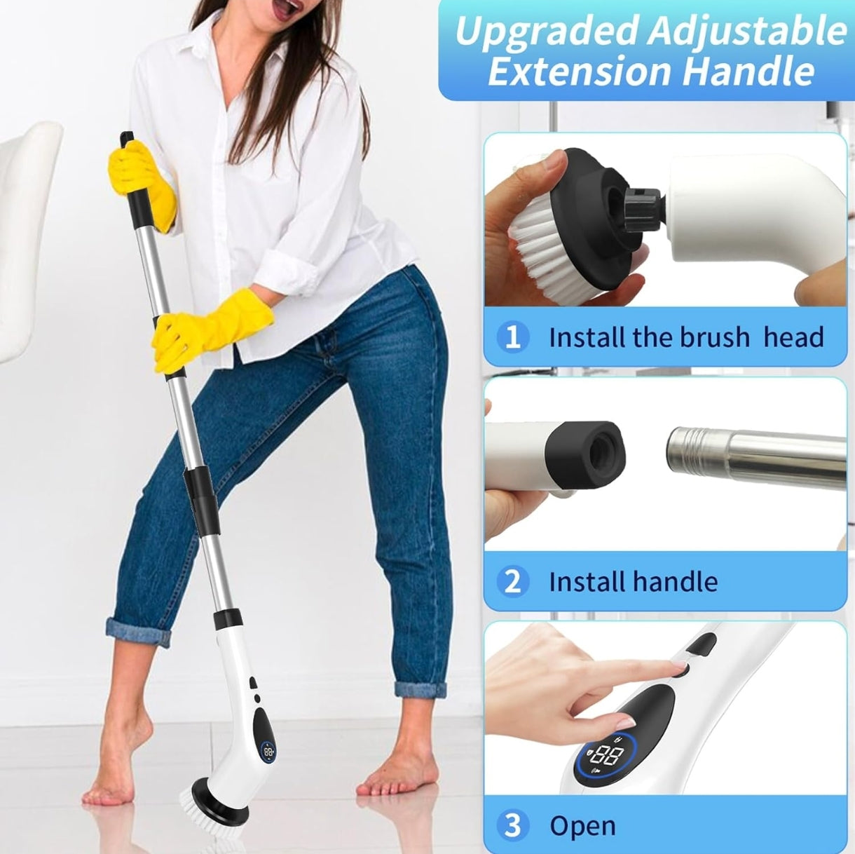 🌀 Electric cordless cleaning brush with 9 attachments