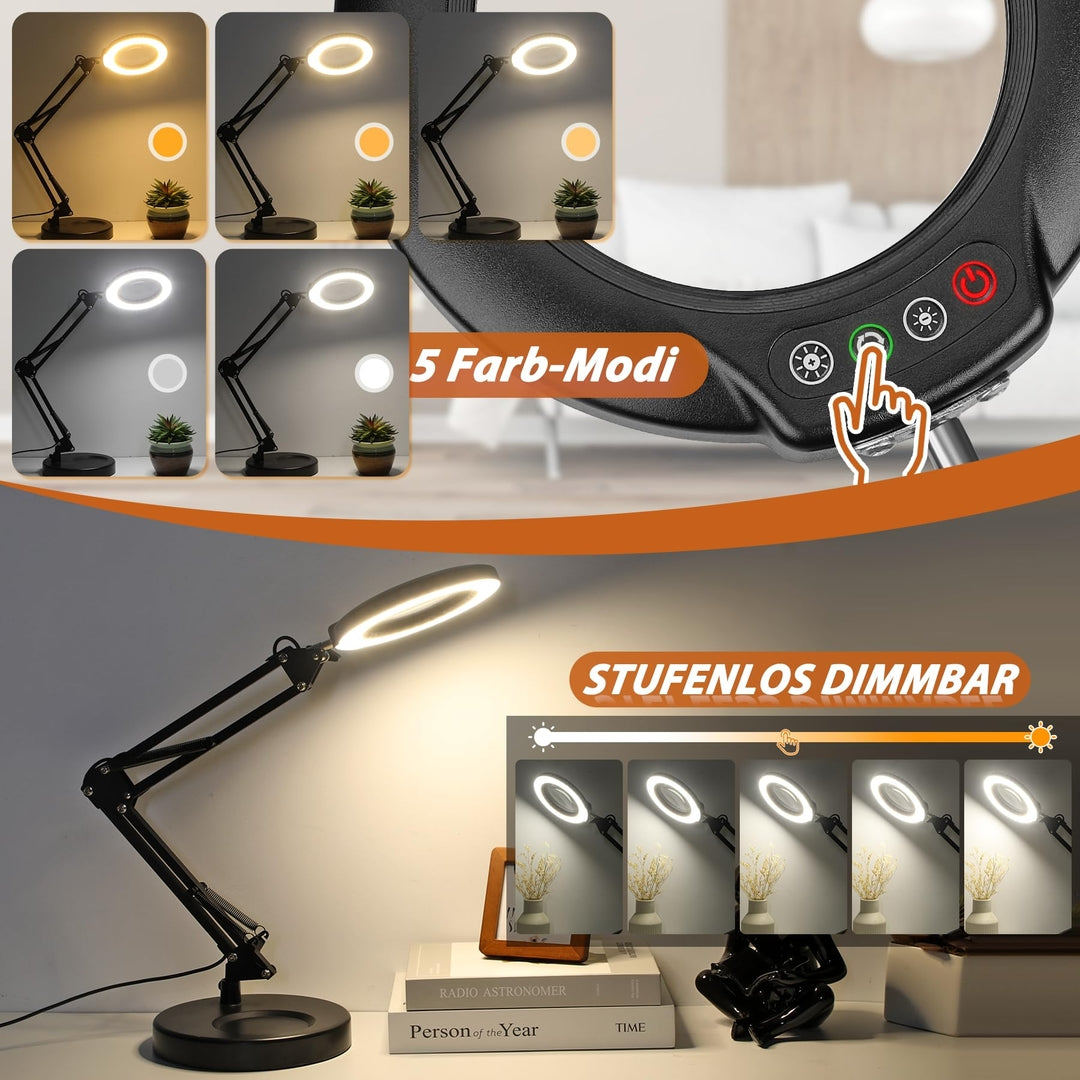 Veemagni 10× lupa z LED lučko – namizna ali sponkasta izvedba