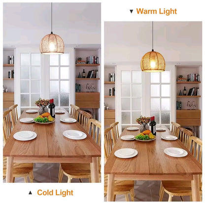 💡 Natural rattan hanging lamp - hand-woven lampshade