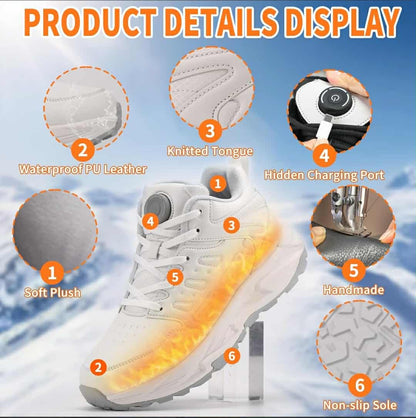 JINPURGON ogrevani zimski pohodni čevlji – vgrajena baterija, polnjenje USB - črni & beli