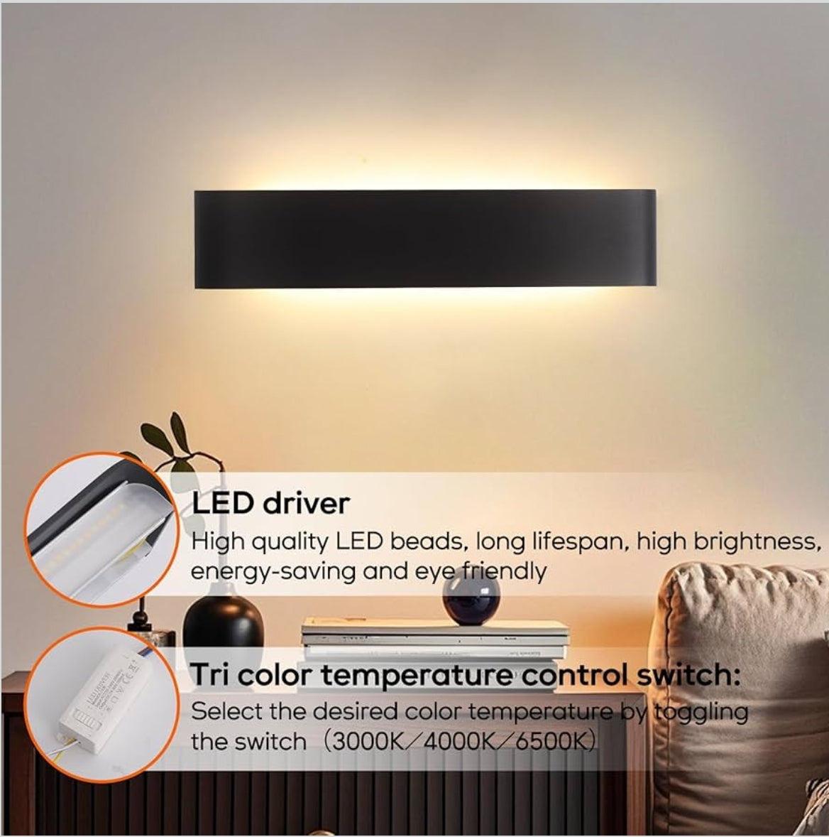 Mille Lucciole 18W LED notranja stenska svetilka - 3000K - črna 28cm - naklikaj.si