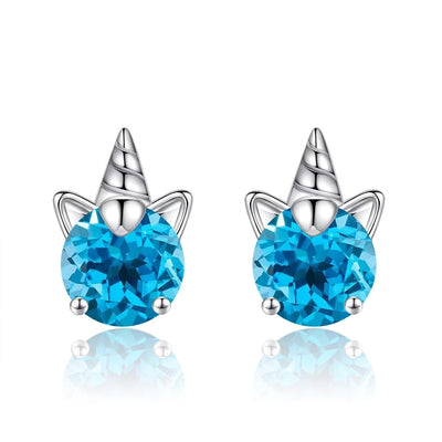 Srebrni 925 uhani Samorog s kristali - naklikaj.si