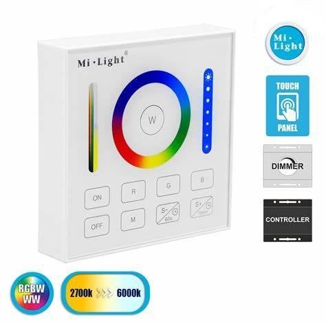 MiBoxer Stenski upravljalnik Mi-Light FUT-B0 – pametni RGB/RGBW/RGB+CCT krmilnik za LED trakove (1-cona)